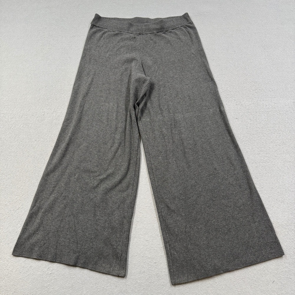 Splendid Baggy Pants Women's XL Gray Ribbed Knit Wide Leg Lounge Pull On Comfy